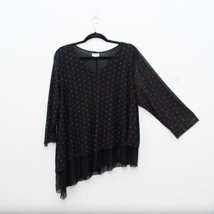 Avenue Asymmetrical Sheer Raw Hem Blouse Double Layered Size 18/20 Plus Size